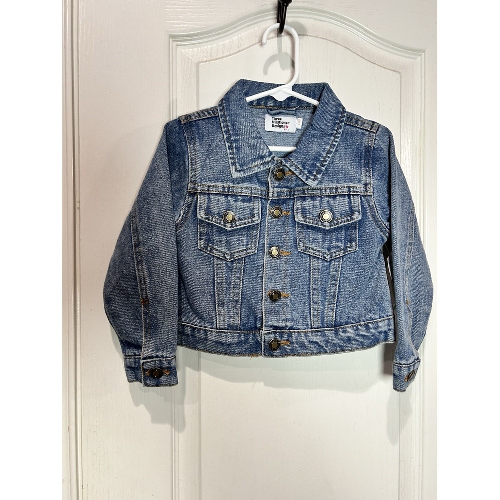 Three Wildflower Designs 18-24 Months Denim Jacket Cherry Sequin Bow